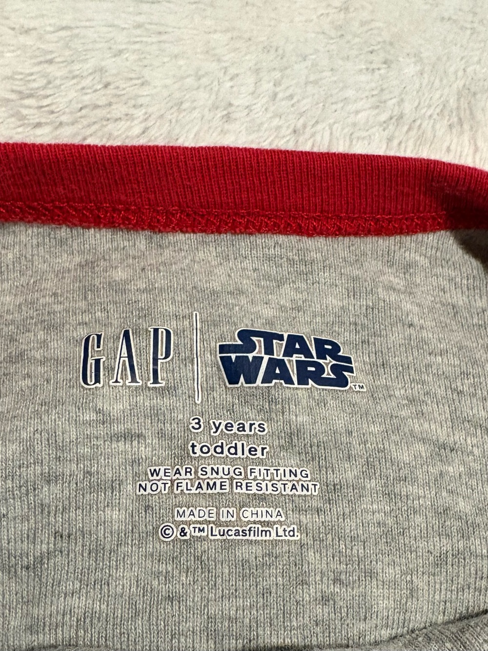 GAP Star Wars Toddler Grey with Red Trim Long-Sleeve Tee